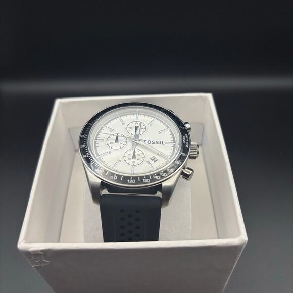 Fossil Autocross BQ2068 Mens Chronograph Stainless Steel Black Silicone Strap - Picture 3 of 17